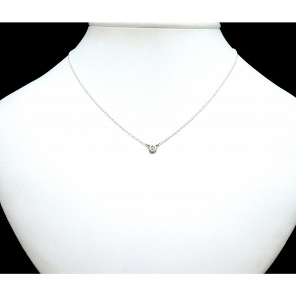 Tiffany Color Visor Yard Silver Aquamarine Pendant Necklace